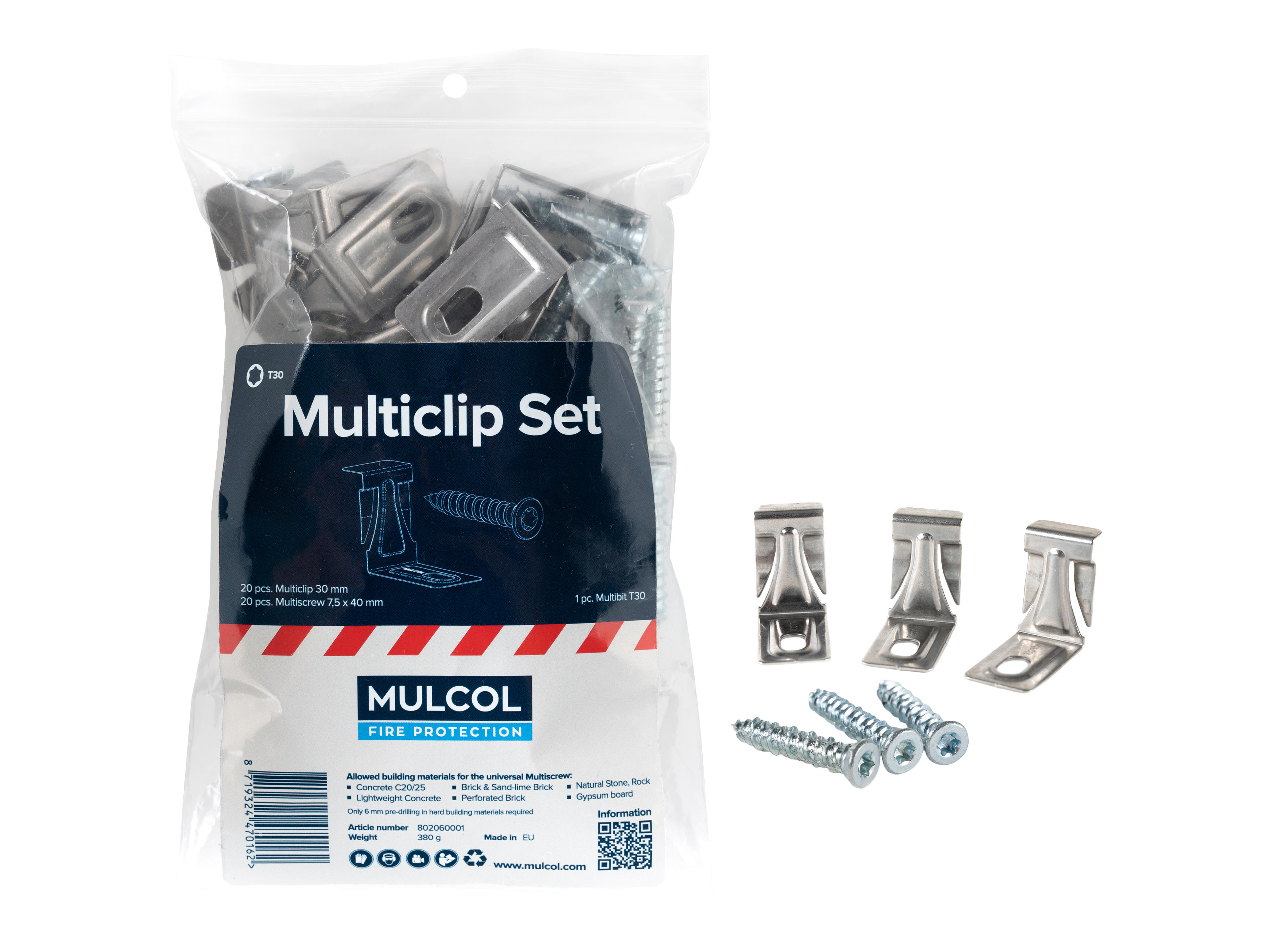 Mulcol® Multiclip Sæt S (30mm + skrue)